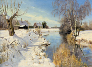 Lot 6197, Auction  110, Pryn, Harald, Winterliche Flusslandschaft bei Bregnerød