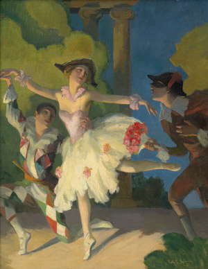 Lot 6231, Auction  110, Stübner, Robert Emil, Commedia dell'Arte: Balletttänzerin von zwei Verehrern umgeben.