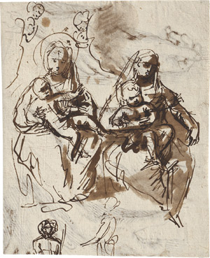 Lot 6459, Auction  110, Italienisch, 18. Jh. Studienblatt mit Maria mit dem Christusknaben