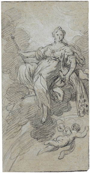 Lot 6486, Auction  110, Französisch, 18. Jh. Juno mit Pfau auf Wolken, Amphitrite in einem muschelförmigen Wagen