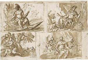 Lot 6511, Auction  110, Venezianisch, 18. Jh. Studienblatt mit vier Szenen