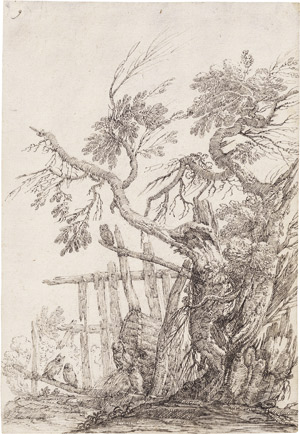 Lot 6516, Auction  110, Zilotti, Domenico Bernardo, Knorriger Baum mit rastenden Eulen bei einem Korb