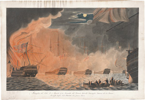 Lot 6563, Auction  110, Broili, G., "The Battle of the Nil": Die Seeschlacht bei Abukir am 1. August 1798, angeführt durch den englischen Admiral Lord Nelson.