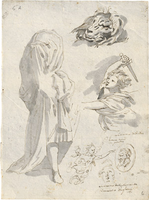 Lot 6570, Auction  110, Paghini, Domenico, 1836. Skizzenblätter: Gewand-, Figuren- und Architekturstudien
