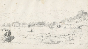 Lot 6579, Auction  110, Götzloff, Carl Wilhelm, Blick auf eine italienische Hafenstadt mit Rundtempel