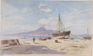 Lot 6607, Auction  110, Fischer, Ludwig Hans, Am Strand von Castellamare mit Blick auf den Vesuv