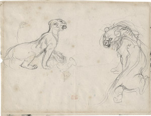 Lot 6658, Auction  110, Delacroix, Eugène, Studie eines Löwen und einer Löwin