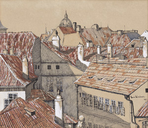 Lot 6683, Auction  110, Wohlrab, Maria, Blick über die Dächer von Prag 