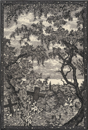 Lot 6698, Auction  110, Wöhler, Hermann, "Wie so sanft ruhn..." Blick über einen alten Friedhof auf das Meer