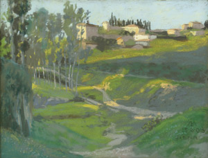 Lot 6707, Auction  110, Lechter, Melchior, Landschaft bei Siena im Morgenlicht