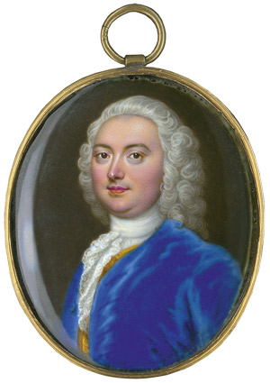 Lot 6826, Auction  110, Zincke, Christian Friedrich, Bildnis eines Herrn mit weißer Perücke, im blauen Samtrock mit Spitzenhalstuch