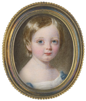 Lot 6857, Auction  110, Egley, William, Kind mit blondem Haar im weißen Kleid mit blauen Schleifen