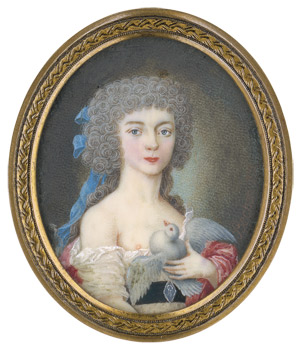 Lot 6865, Auction  110, Bechon, Charles, Junge Frau mit blauer Schleife im Haar, eine Taube haltend