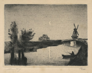 Lot 7424, Auction  110, Ury, Lesser, Kanal mit Mühle im Mondschein
