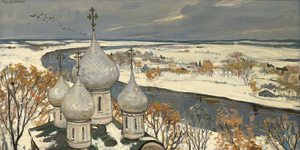Lot 8133, Auction  110, Glazunov, Ilya, Russische Winterlandschaft mit Kirchtürmen