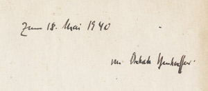 Lot 607, Auction  111, Bonhoeffer, Dietrich, Nachfolge. 2. Auflage. Mit Widmung