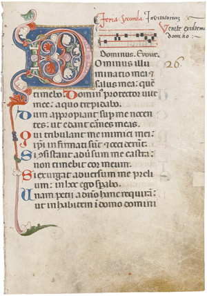 Lot 1012, Auction  111, Dominus illuminatio mea, Einzelblatt. Lateinische Handschrift auf Pergament 