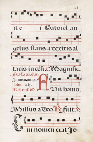 Lot 1023, Auction  111, Antiphonale-Fragment, "O magnum pietatis opus". Antiphonale-Fragment Daraus 8 Blätter. 