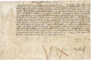 Lot 1026, Auction  111, Ferdinand II., Mandatum. Deutsche Handschrift auf Pergament. Kanzleischrift einer Bastarda 