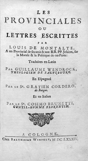 Lot 1486, Auction  111, Pascal, Blaise, Les Provinciales 