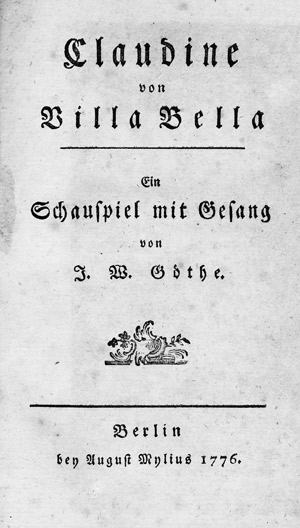 Lot 1669, Auction  111, Goethe, Johann Wolfgang von, Claudine von Villa Bella (EA)