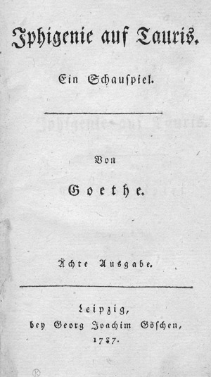 Lot 1694, Auction  111, Goethe, Johann Wolfgang von, Iphigenie auf Tauris