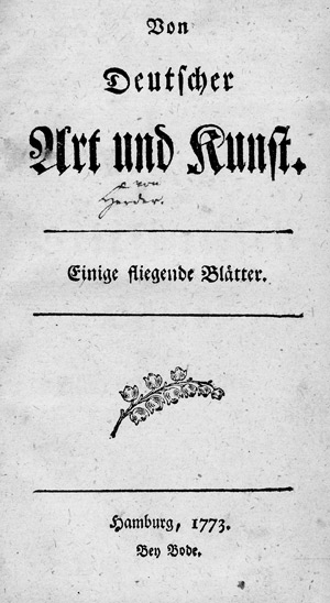 Lot 1768, Auction  111, Herder, Johann Gottfried, Von Deutscher Art und Kunst