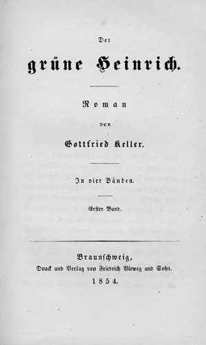Lot 1809, Auction  111, Keller, Gottfried, Der grüne Heinrich (erste Auflage)