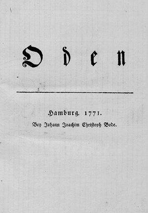 Lot 1832, Auction  111, Klopstock, Friedrich Gottlieb, Oden