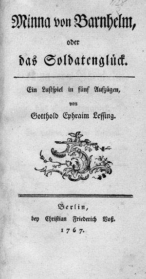 Lot 1855, Auction  111, Lessing, Gotthold Ephraim, Minna von Barnhelm