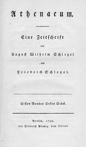 Lot 1928, Auction  111, Athenaeum, Eine Zeitschrift von August Wilhelm Schlegel und Friedrich Schlegel
