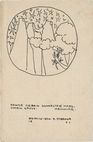 Lot 2039, Auction  111, Lechter, Melchior, Postkarte 1901 mit Zeichnung