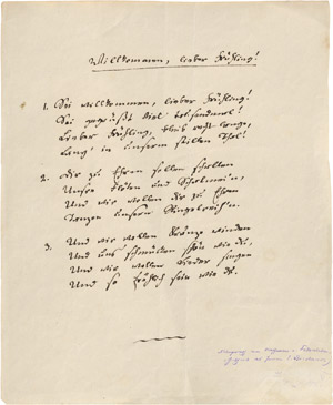 Lot 2057, Auction  111, Hoffmann von Fallersleben, Heinrich, Gedichtmanuskript