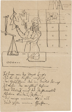 Lot 2102, Auction  111, Mörike, Eduard, Gedicht-Manuskript mit Zeichnung