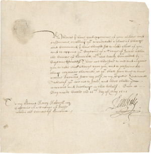 Lot 2121, Auction  111, Pembroke, William Herbert Earl of, Signiertes Schriftstück 1628