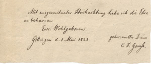 Lot 2150, Auction  111, Gauss, Carl Friedrich, Brief 1828