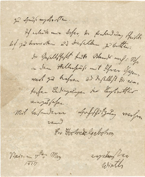Lot 2260, Auction  111, Wirth, Johann Georg August, Brief 1827