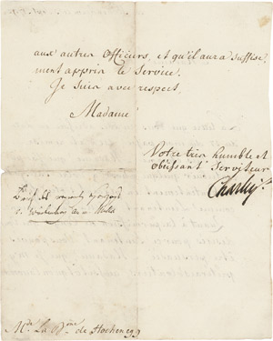 Lot 2261, Auction  111, Karl Eugen, Herzog von Württemberg, Brief 1792 an Baronin v. Hochenegg