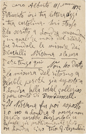 Lot 2323, Auction  111, Segantini, Giovanni, Postkarte 1892
