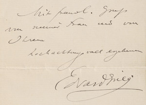 Lot 2354, Auction  111, Grieg, Edvard, Brief 1887