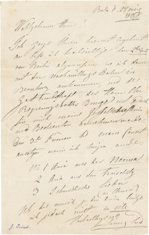 Lot 2369, Auction  111, Lind, Jenny, Brief 1846