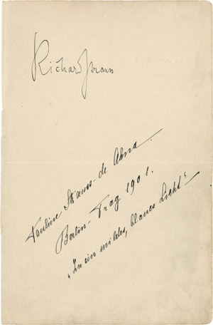 Lot 2399, Auction  111, Strauss, Richard, Albumblatt 1901