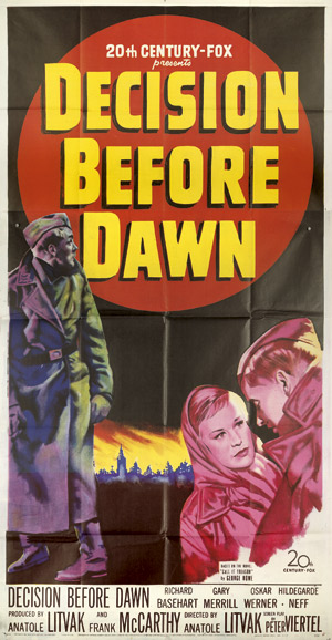 Lot 3525, Auction  111, Decision Before Dawn, Filmplakat, Decision Before Dawn. 1951