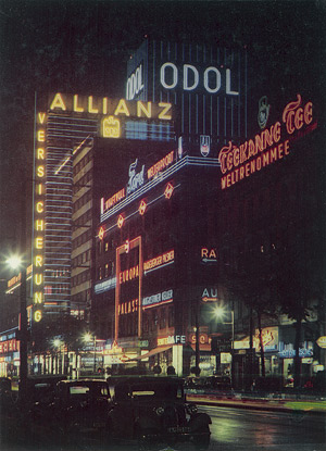 Lot 4150, Auction  111, Color Carbro Print, Neon signs on the Europahaus at night, Askanischer Platz, Berlin
