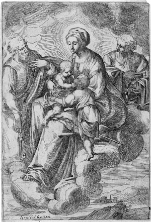 Lot 5116, Auction  111, Italienisch, Madonna mit dem Christuskind und dem Johannesknaben in den Wolken