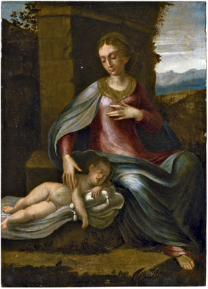 Lot 6019, Auction  111, Italienisch, 17. Jh. Die Madonna mit dem schlafenden Jesusknaben