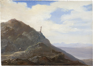 Lot 6083, Auction  111, Deutsch, um 1820. Alpenlandschaft mit Gipfelkreuz
