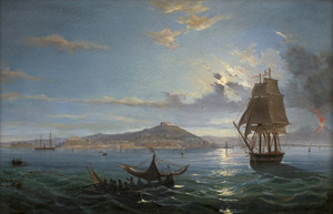 Los 6114 - Italienisch - um 1840. Blick auf Neapel bei Vollmond vom Meer aus - 0 - thumb