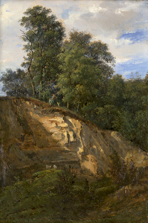 Lot 6119, Auction  111, Französisch, um 1850/60. Blick auf die Ockerfelsen von Roussillon in der Provence