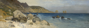 Lot 6225, Auction  111, Fischer, Eduard, Felsenküste bei Capri mit Blick auf die Faraglioni